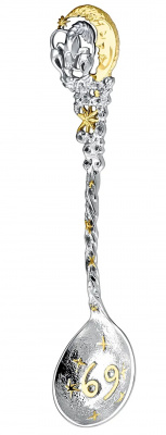 Ложка серебряная «Зодиак Рак» с позолотой