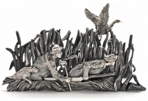 Салфетница из серебра «Охота на уток»