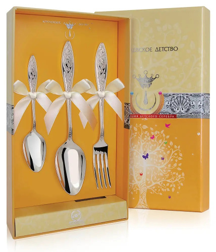 Серебряный набор десертный «Морозко» 3 предмета