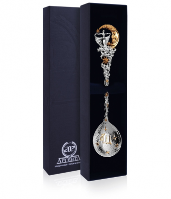 Ложка серебряная «Зодиак Дева» с позолотой