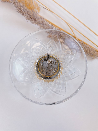 Тарелочка «Зайчик» серебро и хрусталь