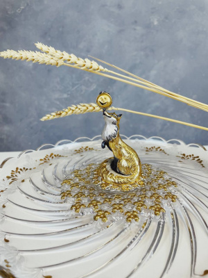 Тарелка для хлеба «Колобок» серебро и хрусталь