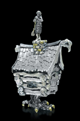 Серебряная солонка «Избушка на курьих ножках» с лопаткой