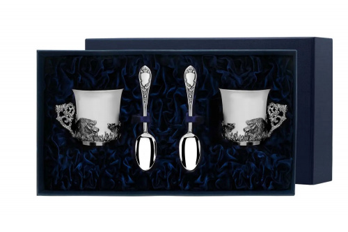 2 чашки кофейные «Кабаны» с ложками