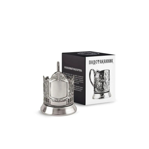 Подстаканник под гравировку «Герб РФ» никелированный с чернью