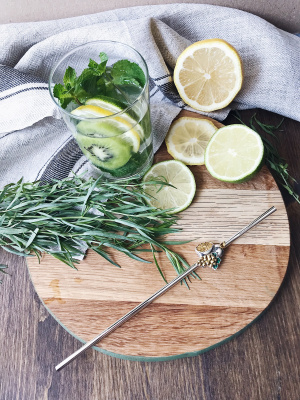 Серебряная трубочка для напитков