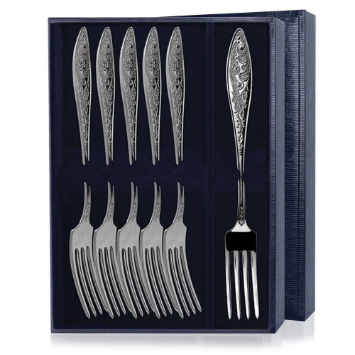 Серебряный столовый набор «Морозко» 6 вилок