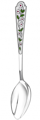 Чайная ложка серебряная «Лето-Ромашка» с эмалью