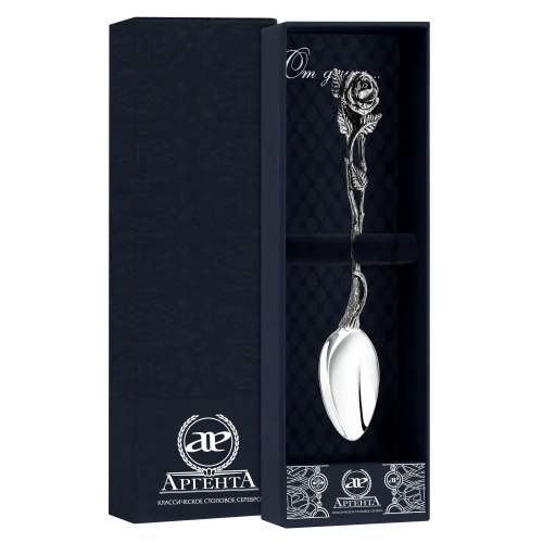 Ложка кофейная "Розалия" с чернением серебро 925
