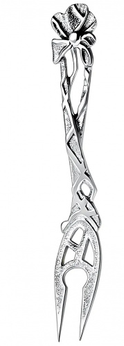 Вилка из серебра для лимона «Чертополох» с чернением