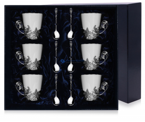 Набор «Тетерев» из 6 чайных чашек с ложками