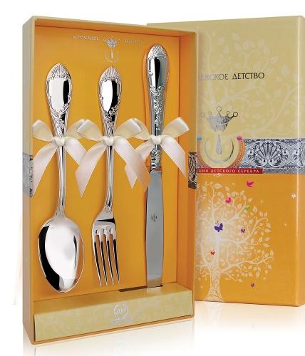 Серебряный набор десертный «Престиж» ложка, вилка, нож