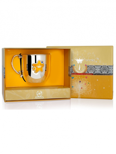 Серебряная кружка для детей «Звезда» с эмалью