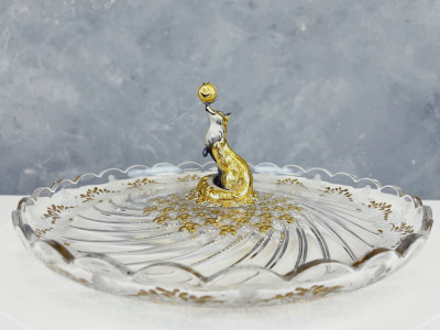 Тарелка для хлеба «Колобок» серебро и хрусталь