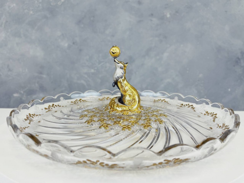 Тарелка для хлеба «Колобок» серебро и хрусталь