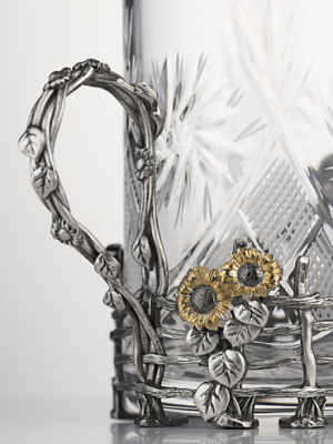 Серебряный подстаканник «Разгуляй» с хрусталем