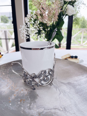 2 чашки чайные «Витые» с ложками