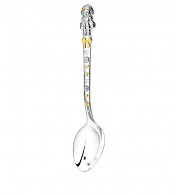 Серебряная детская ложка DODO "Кукла с бантами" с частичной позолотой