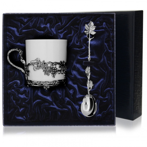 Чашка кофейная «Виноград» с ложкой