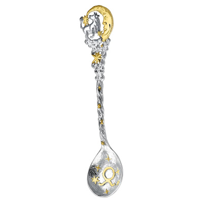 Ложка серебряная «Зодиак Телец» с позолотой в футляре