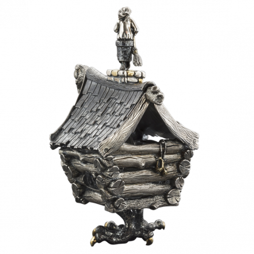 Серебряная солонка «Избушка на курьих ножках» с лопаткой