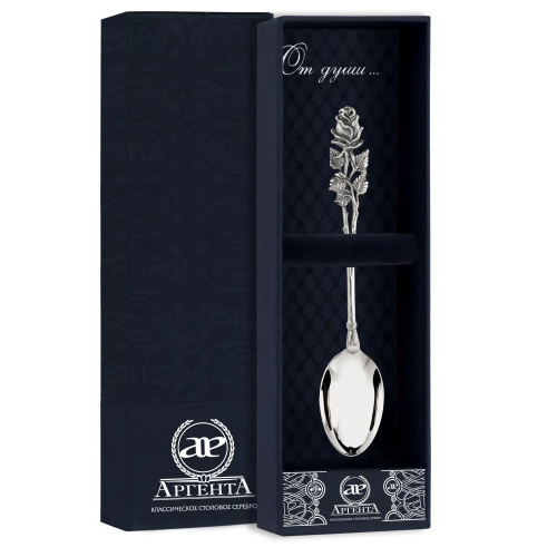 Ложка чайная «Роза» литая с чернением