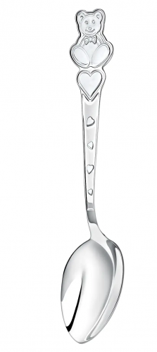Чайная ложка из серебра «Мишка с сердечками»