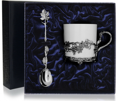 Чашка чайная «Виноград» с ложкой