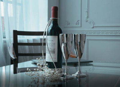 Набор серебряных гладких фужеров «Виноград»