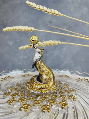 Тарелка для хлеба «Колобок» серебро и хрусталь