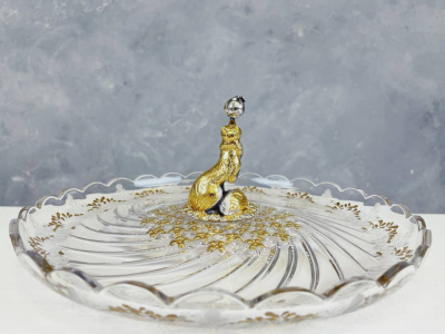 Тарелка для хлеба «Колобок» серебро и хрусталь