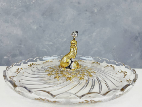 Тарелка для хлеба «Колобок» серебро и хрусталь