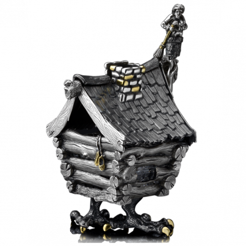 Серебряная солонка «Избушка на курьих ножках» с лопаткой