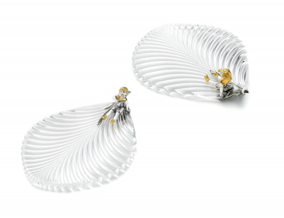 Закусочная тарелочка «Мальчик с цветами» серебро и хрусталь