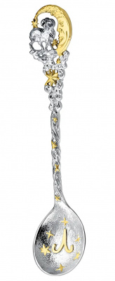 Ложка серебряная «Зодиак Овен» с позолотой