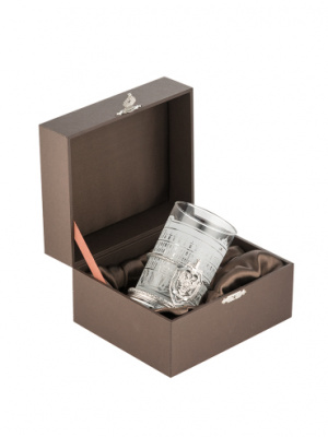 Серебряный подстаканник «ФСБ» с хрусталем