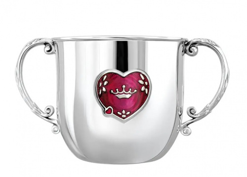 Серебряный поильник «Сердце» с эмалью