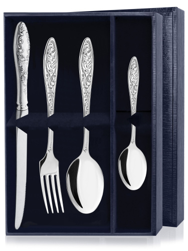 Серебряный набор столовый «Эгоист-Морозко» 4 предмета
