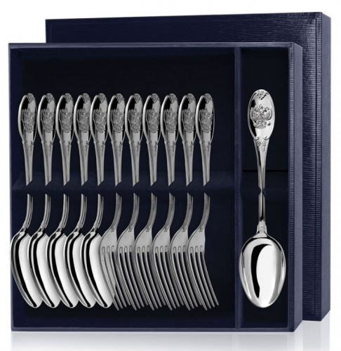 Серебряный набор «Единство» 12 предметов ложки и вилки