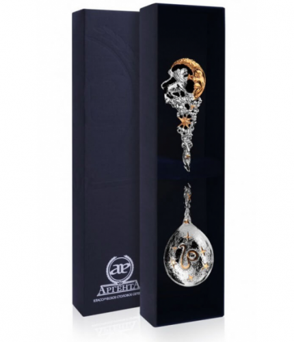 Ложка серебряная «Зодиак Лев» с позолотой