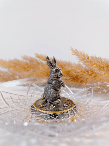 Тарелочка «Зайчик» серебро и хрусталь