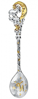 Ложка серебряная «Зодиак Козерог» с позолотой