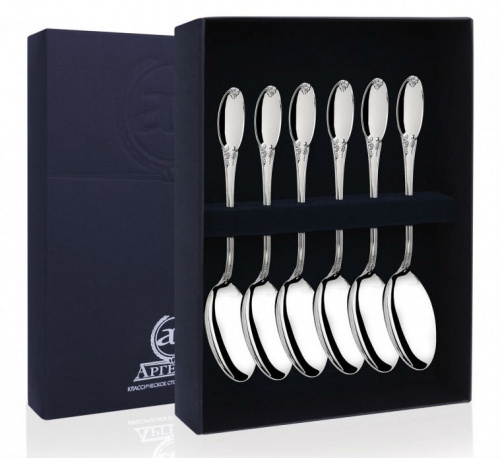 Набор серебряный 6 чайных ложек гладких