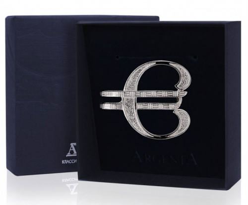 Серебряный зажим для денег «Евро»