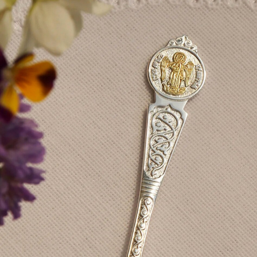 Серебряная ложка «Ангел-Хранитель» с позолотой