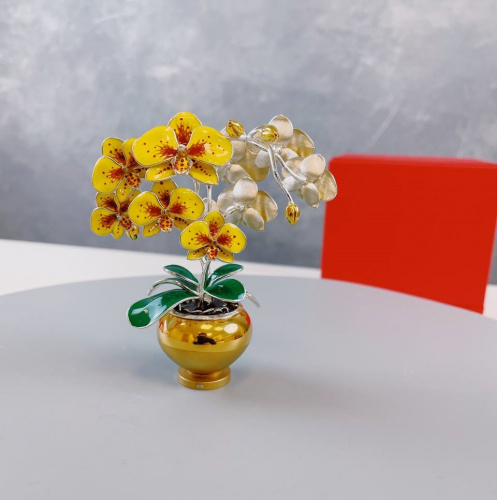 Сувенир «Орхидея» серебро и эмаль