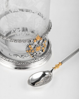 Подстаканник «Символ»  из серебра с ложкой