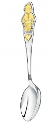 Серебряная ложка для ребенка «Мальчик» с позолотой