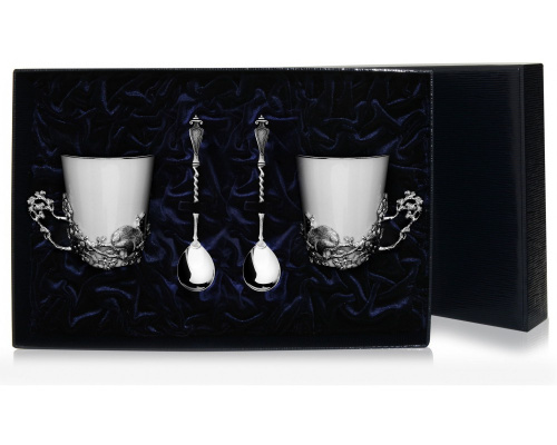 Серебряная чайная пара «Куница» с ложками