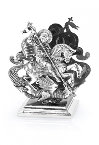 Подставка из серебра для визиток «Георгий Победоносец»